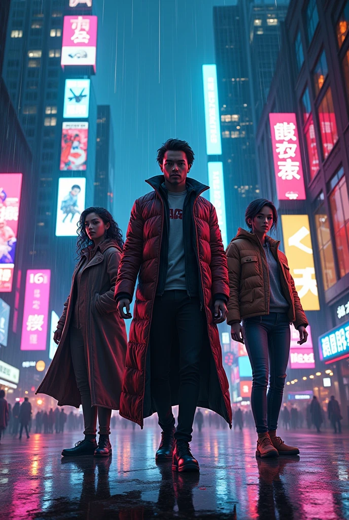 A poster showing the main characters of the cyberpunk series: edgerunners, futurist, High definition, rich in details, 2k,