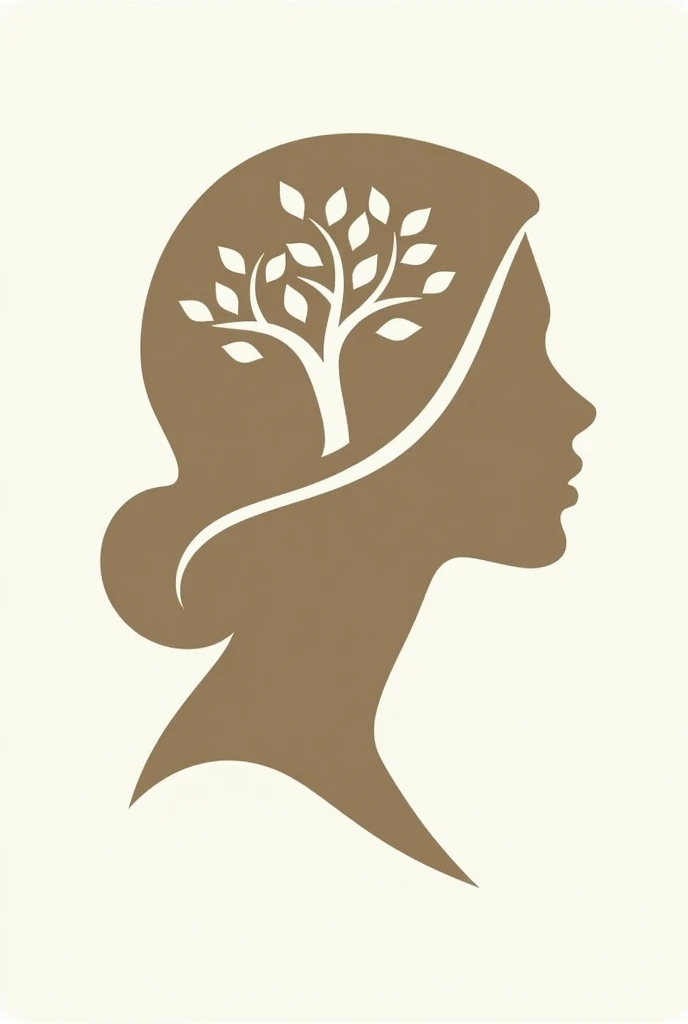 Make me a logo of a woman&#39;s profile silhouette with a simple tree, not so extensive
