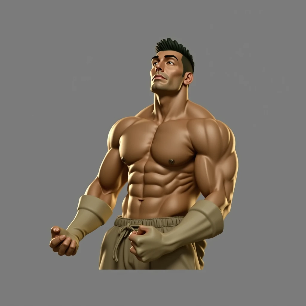 (masterpiece, top quality, best quality, official art,beautiful and aesthetic:1.2),(4k,8k, best quality,masterpiece:1.2),(((white background))), solo,A muscular man, bodybuilder, with a well-developed and robust physique, representing a male. The character has a clear and accurate structure, modern realistic representation, and consistent lighting that looks natural and believable.