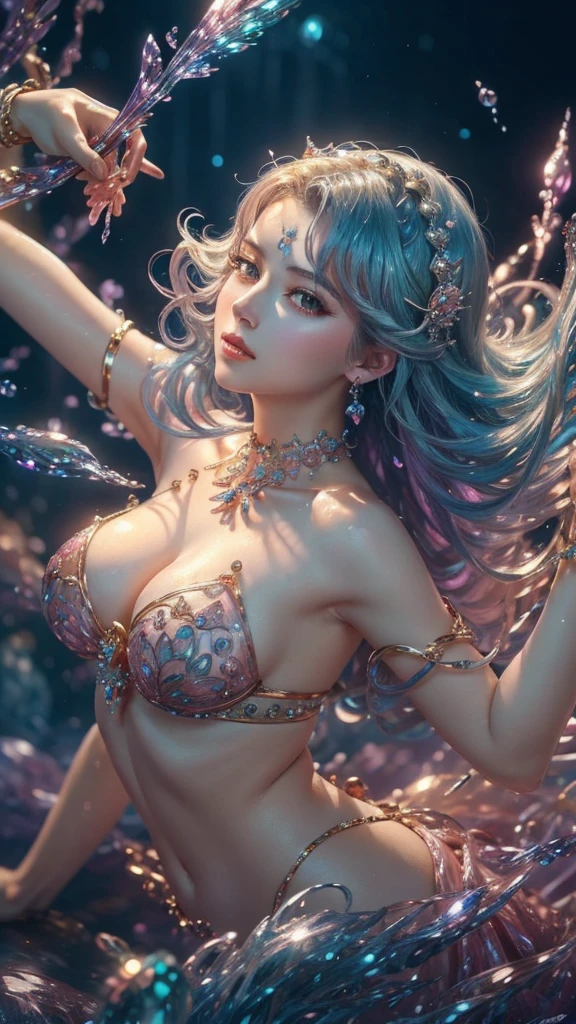 ((masterpiece)),((Highest quality)),((High Detail)),nobody,background, fantasy, The crystals swirl like water currents., pastel colour, A lot of gems,