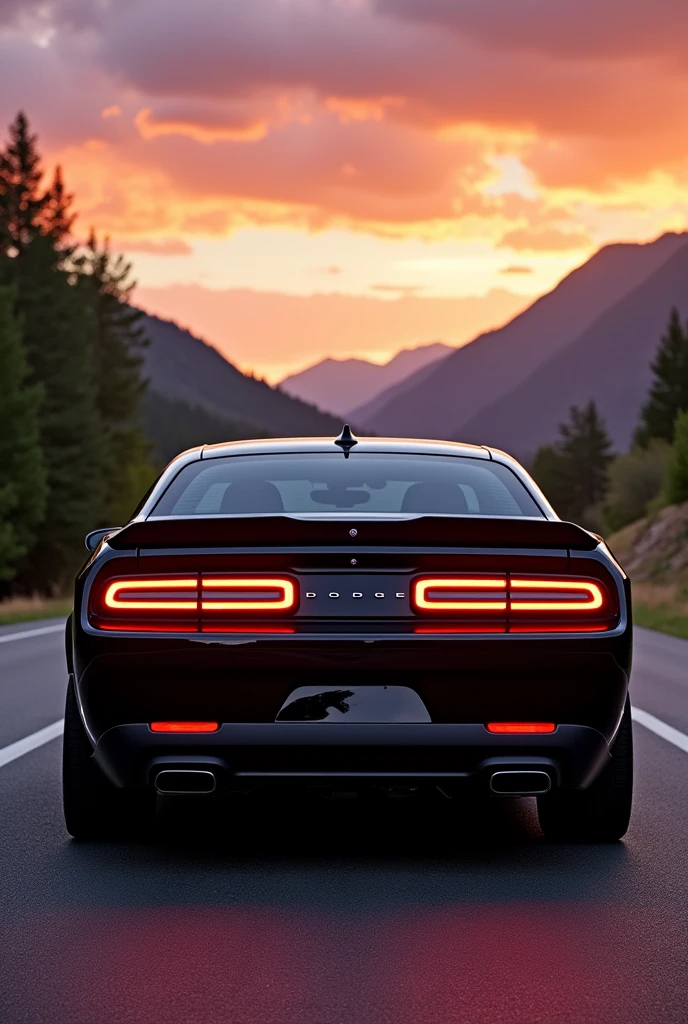 Rear view of Dodge Challenger SRT Hellcat
