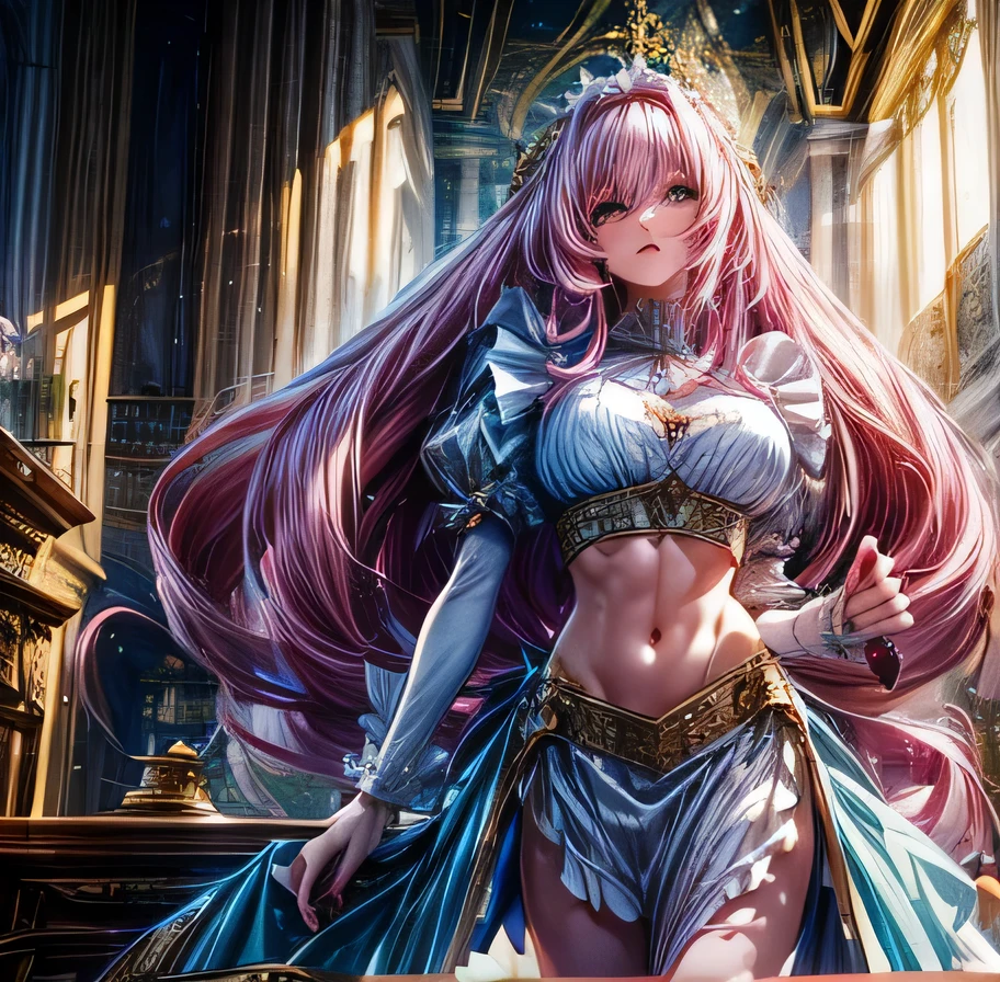 NOD Game Characters Dorothy Long pink hair Sexy pose High-class maid outfit with exposed midriff Muscular Palace of Versailles Beauty