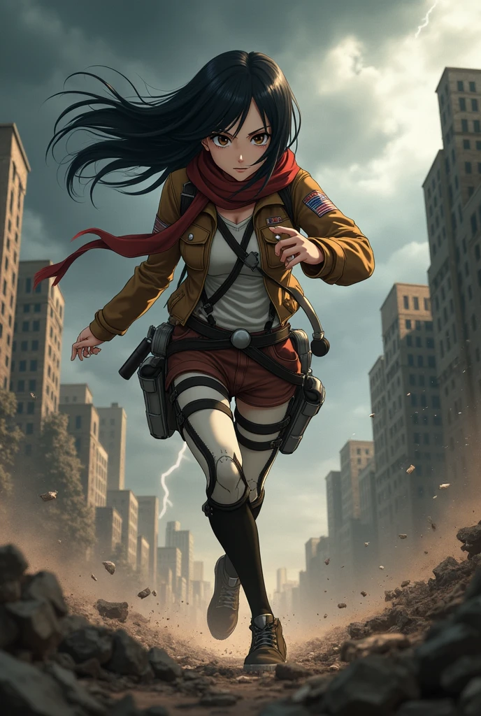 female scout legion attack on titan black hair dark brown eyes 