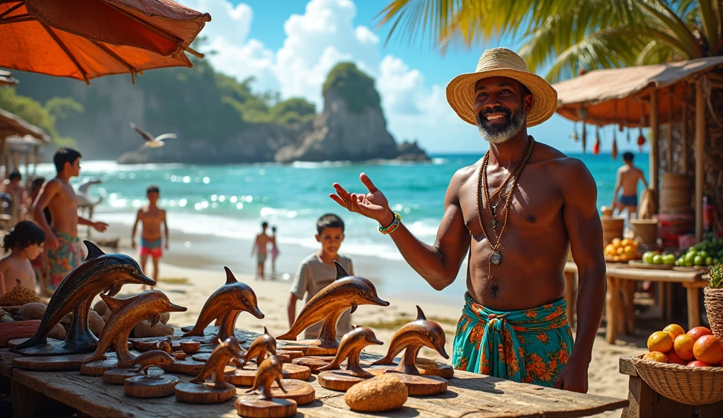 A peddler is selling dolphins