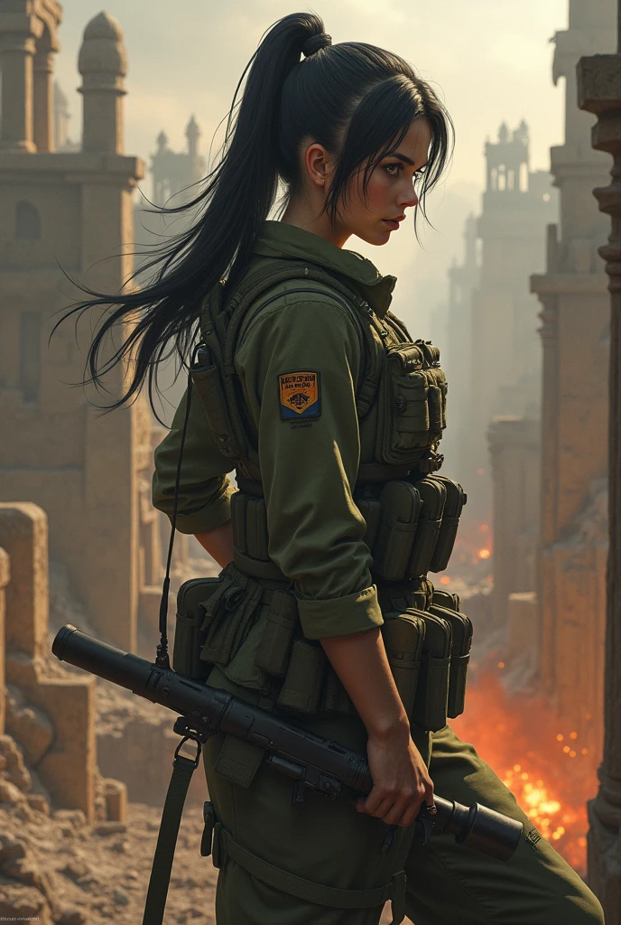 female scouting legion attack on titan drill team black hair dark brown eyes
