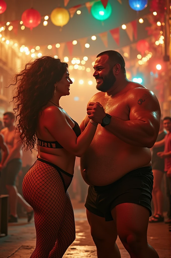 lambada, two fat people of different nationalities,2 Sexy 50 years old fat busty fishnet tights body builder　biggest woman sumo wrestling   oily woman ,full body