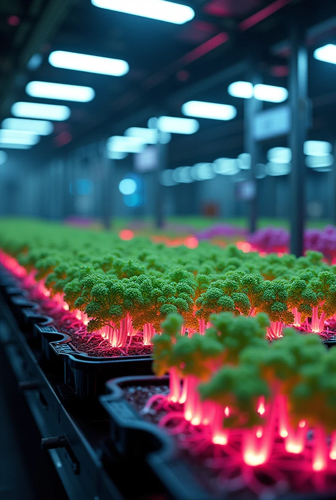 A futuristic farm, hyper-detailed celeriac plants, advanced agricultural technology, glowing neon lights, lush hydroponics, intricate machinery, clean lines, metallic accents, luminescent roots, chromatic gradients, precise cultivation, innovative harvesting, cinematic atmosphere, photorealistic, muted color palette, dramatic lighting, 8K resolution, artistically rendered, masterpiece, (best quality, 8k, highres, masterpiece:1.2), ultra-detailed, (realistic, photorealistic, photo-realistic:1.37), HDR, UHD, studio lighting, ultra-fine painting, sharp focus, physically-based rendering, extreme detail description, professional, vivid colors, bokeh, sci-fi, concept art