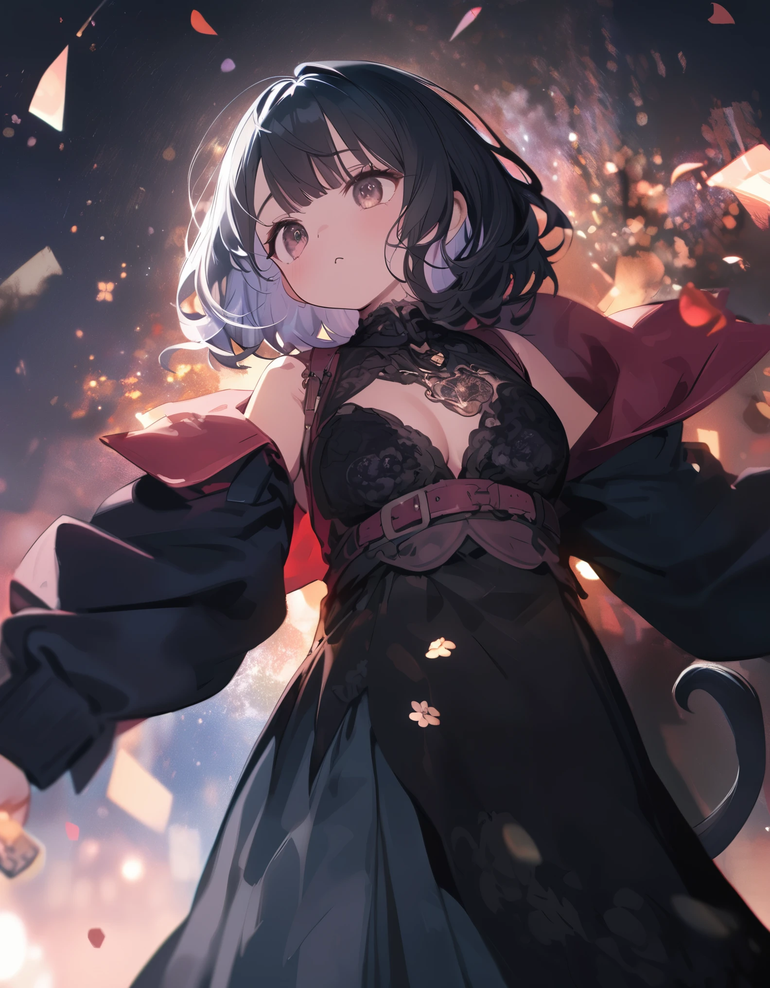 quality\(masterpiece, best quality,8k,非常に精細なCGユニットのwallpaper,High resolution,top-quality,top-quality real texture skin,Surreal,Increase the resolution,RAW Photos,最高quality,Very detailedな,wallpaper\), break ,One person\(Little,So cute, Adorable, cute,Small child,,Little,大きな泣き顔cute泣き顔,high school girl\((((Large Breasts\(Very detailed\)))),(black:1.3),(((Very large))),Too big,Smooth, Shiny,Peek into\),A sexy dress that will kill virgins、whole body,Big eyes,Eyes of the Universe,Long Hair,Long tail,\(Cosmic Hair,Short Hair、Layered Shaggy,\)\), break ,background\(Dance,Flowers、Fall and land on your bottom in the fountain、Happenings\((black:1.5),many kinds of Flowers,beautiful\),Best lighting,\),From afar、