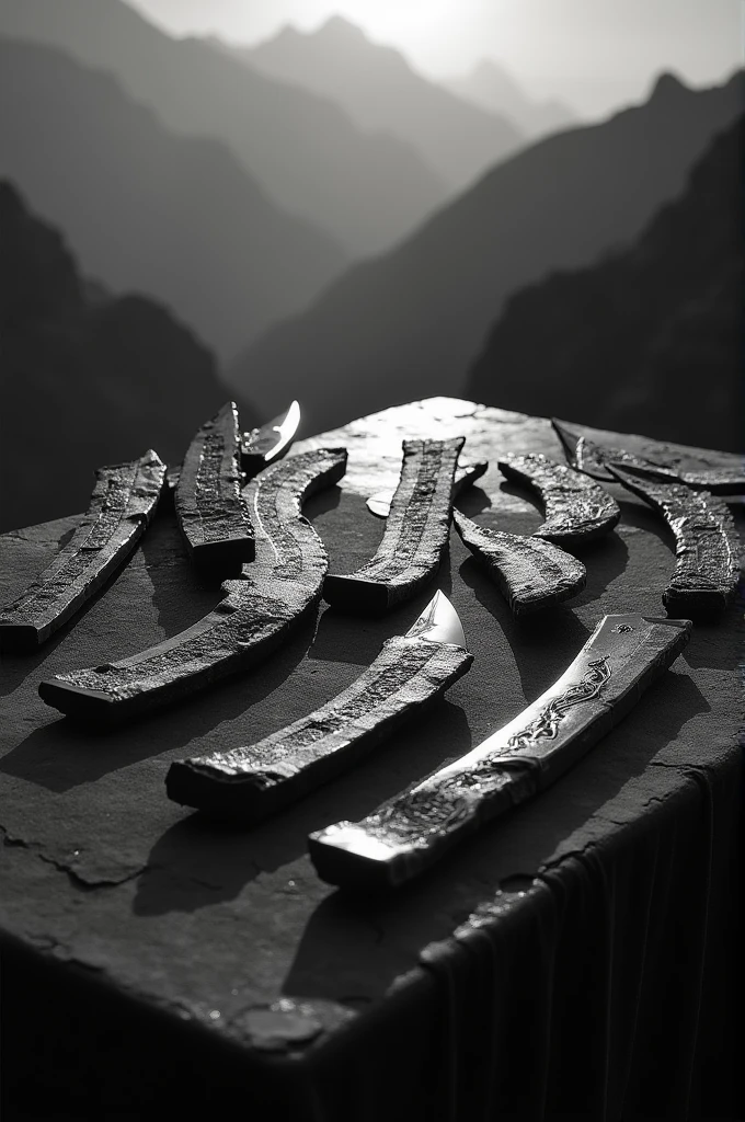 Monochrome katana blade shards