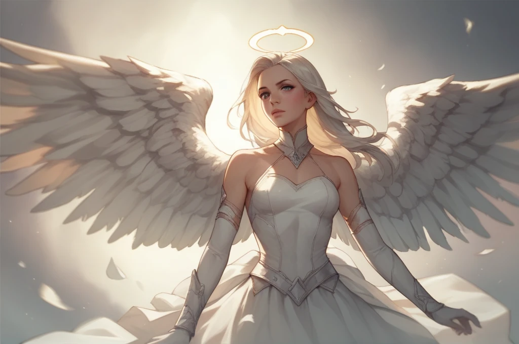 "white angel wings against a dramatic backdrop that conveys tranquility"