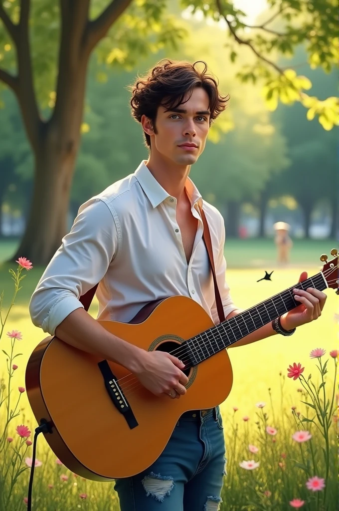 Image of handsome man with guitar 