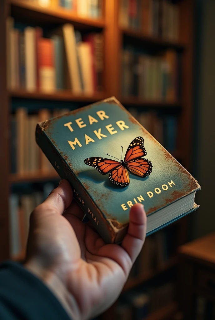 An image showing a male hand, holding the book in Spanish
"tear maker" at Erin Doom. Find the cover of the Google book, where a butterfly is shown