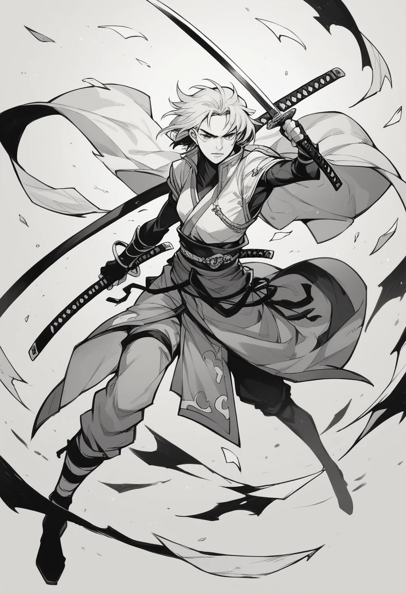 Monochrome katana blade shards