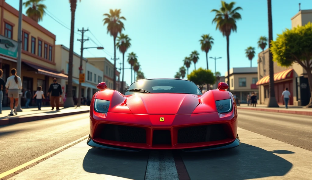 scale image for youtube front view and a little side view of a Ferrari j50 parked on the gta san andreas map