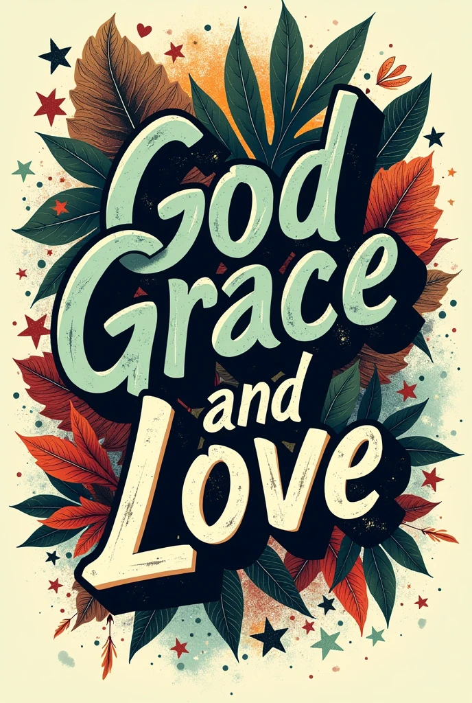 art with a retro street vibe talking about God&#39;s grace and love with stylish fonts and more masculine colors that I can use to print on a t-shirt, then the background needs to be transparent