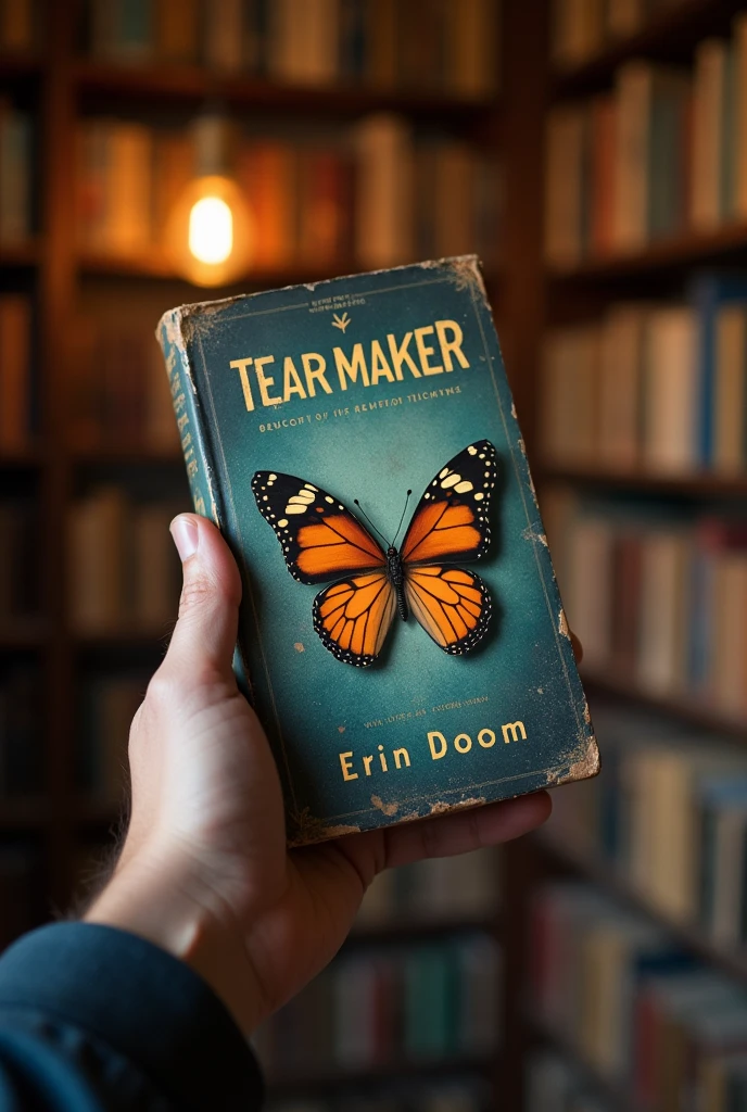 An image showing a male hand, holding the book in Spanish
"tear maker" at Erin Doom. Find the cover of the Google book, where a butterfly is shown