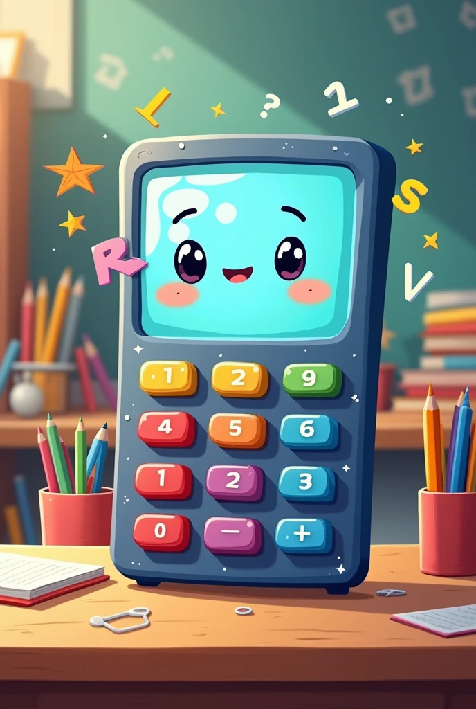 Touch screen calculator cartoon