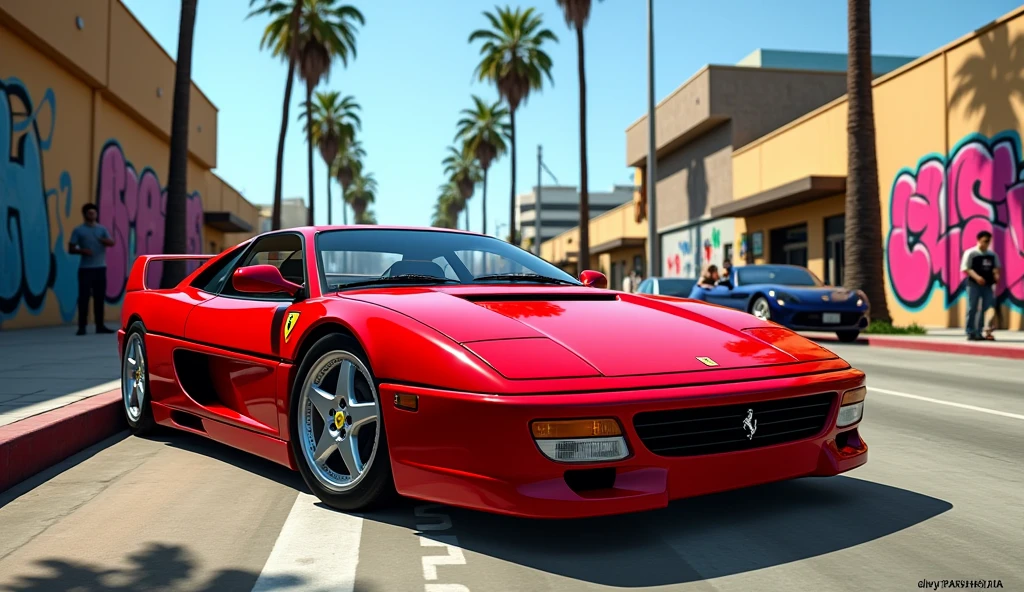 angled view of a Ferrari j50 parked on the gta san andreas map