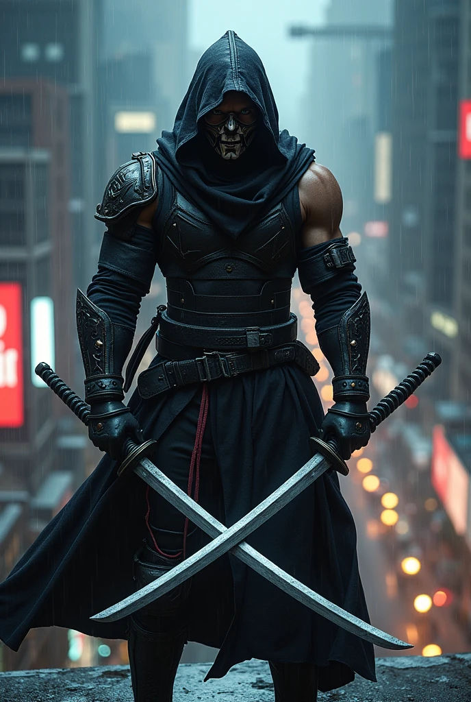 make me a anti hero with a 2 katana and mask