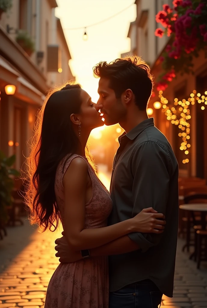 Man and women do French kiss
