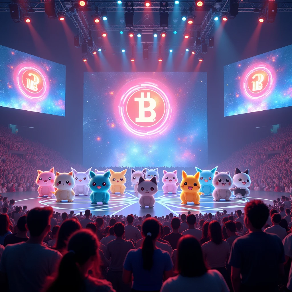AI Art、universe、Metaverse、cool、Nft 、game、music、trend、Bitcoin、cyber-、Cat、live、Full audience、World Championship、Intense Pokémon battles