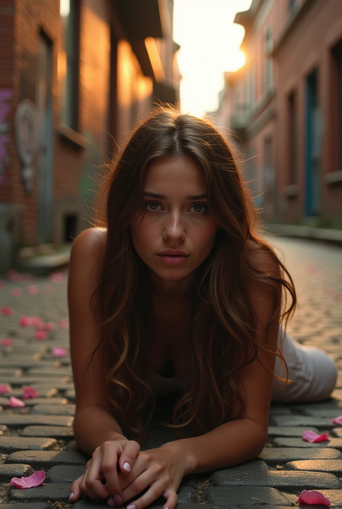 sexy naked girl without cloth sleep on street