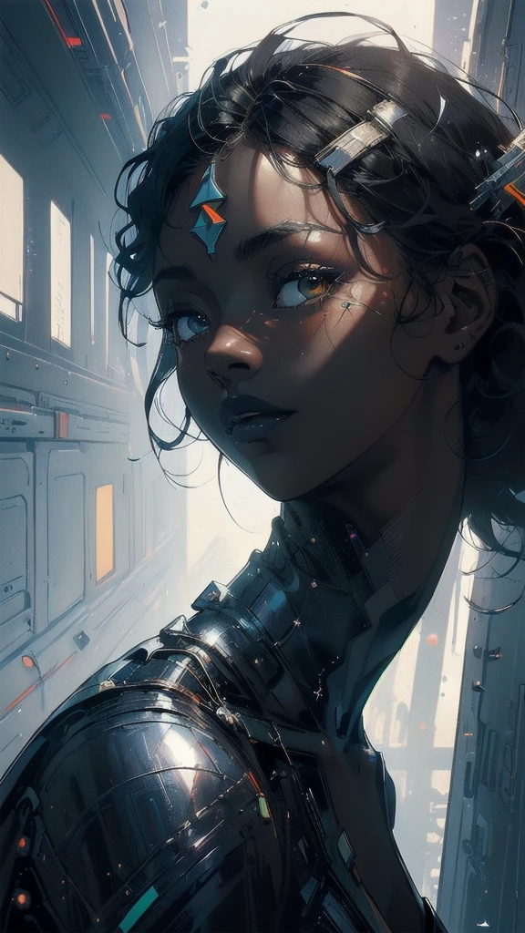 (((masterpiece, highest quality))),(((solo:1.2))),(((1girl:1.2))),32k wallpaper, very detailed, poster, vintage science fiction,(((((geometric cinematic movie poster))))), ((((bauhaus)))),(((abstract))),((((mid century modern)))),(((((portfolio))))),(((((Close-up))))),(((((bust up))))),((((more various angle)))),(((highlight))),((((heterochromia)))),(((complete. detailed face))),(((Extremely talented))),(((most complecated machine))),(((Overall colorfully))),((((((Absolutely simple background)))))),(((((great black skin alone woman))))),