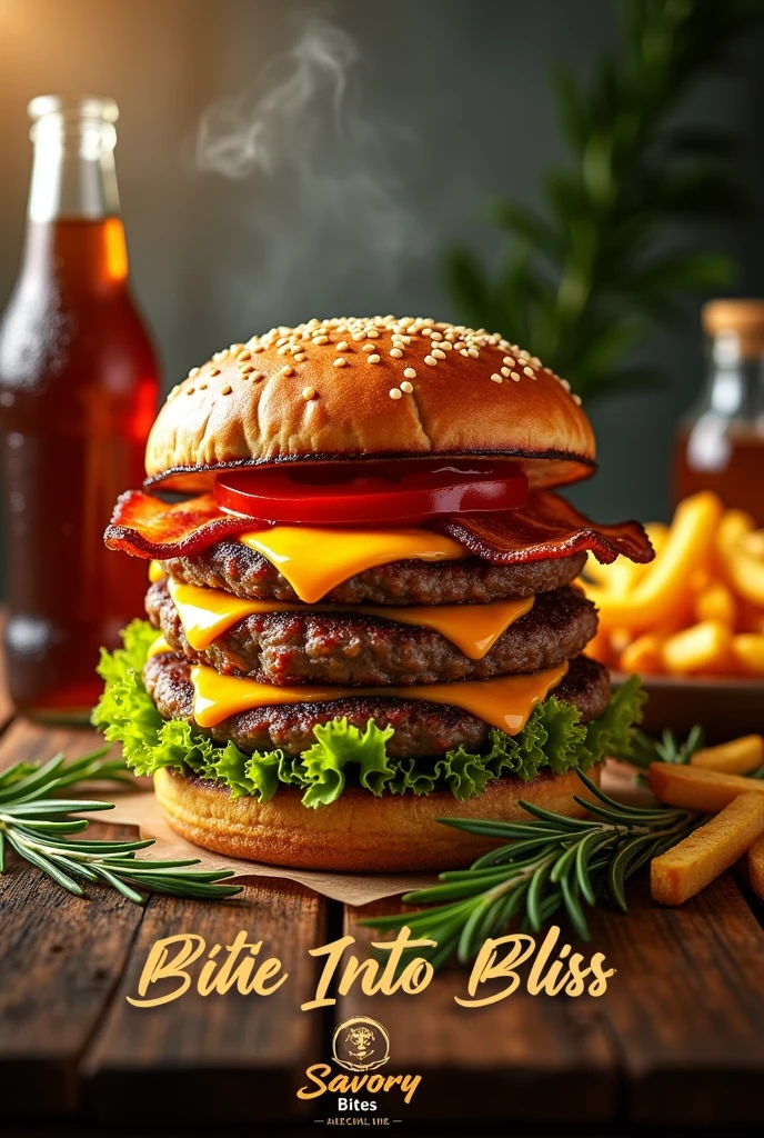 Please provide me a design for food advertisement with a brand and a title