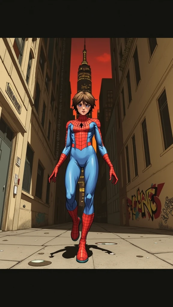 Spider man sut , brown hair 