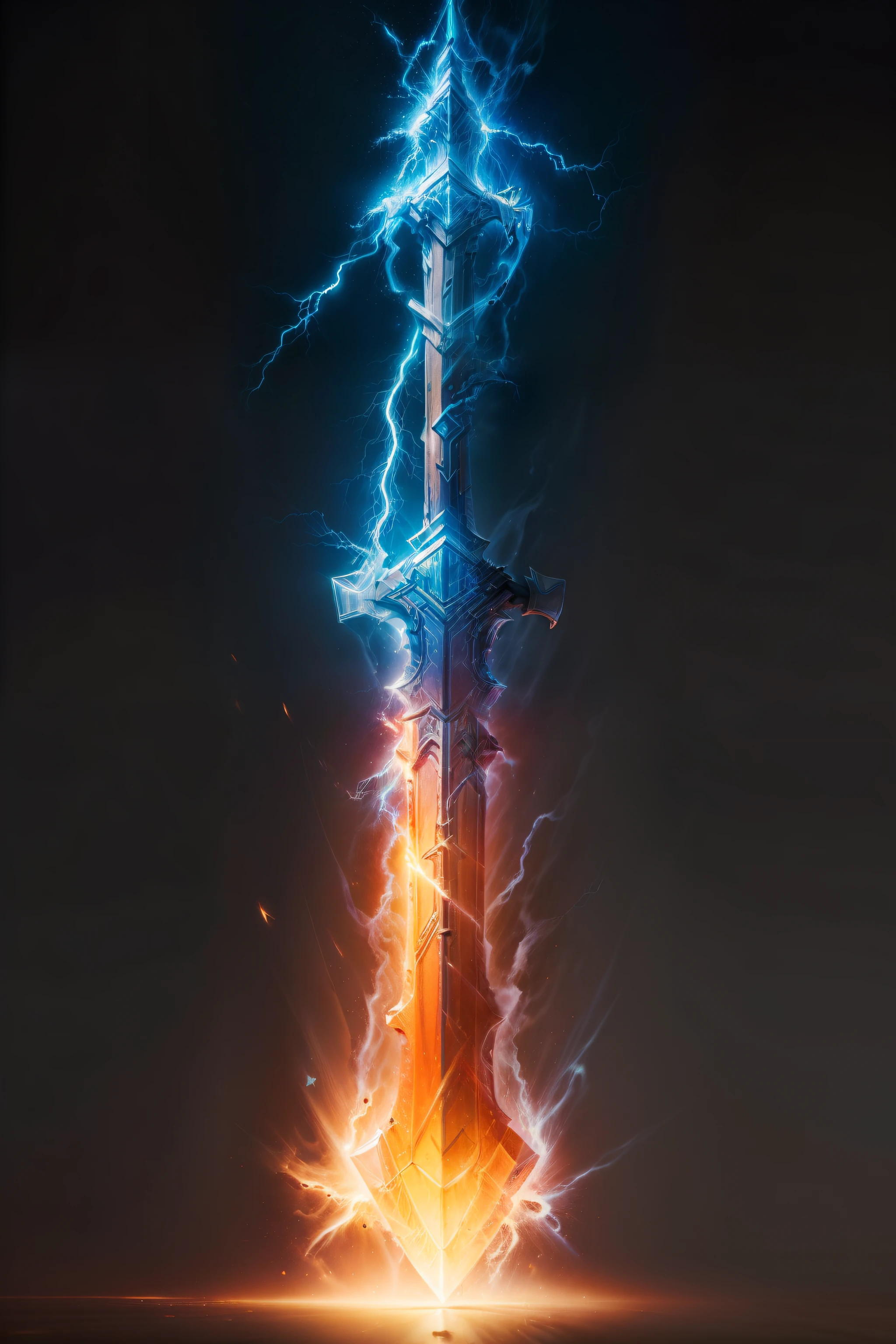 (work of art, Maximum quality, best qualityer, offcial art, beautiful and aesthetic:1.2),(8k, best qualityer, work of art:1.2),CGgamemissilesicon hsw, missiles, Gavel, black backdrop, simple background, sin humanos, wings, Crystal, gem, lightning strike, thor Gavel, windmills