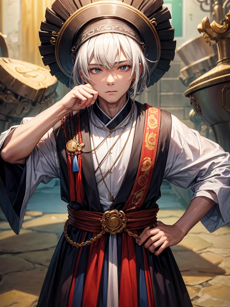 best quality, Aamjang, Masterpiece, 1 man, alone, Beggar's costume,