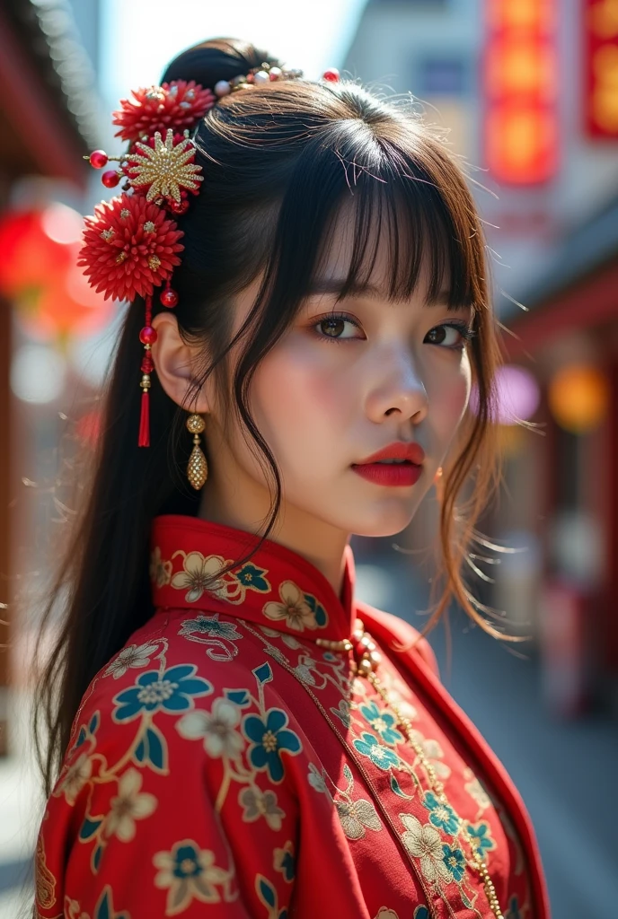 (masterpiece,Highest quality:1.4),(8k,RAW Photos,Photorealistic:1.4),Ultra-high resolution, ,(Glowing Skin:1.4),Detailed肌,Detailed顔,Detailed目,(Beautiful and shining eyes:1.2),Symmetrical eyes,Detailed耳,One person,Natural Makeup,(((Japanese Idols))),(Japanese Face),Detailed背景,Vivid background,Shinjuku、Kabukicho、Chinese clothing、Beautiful and shiny hair,,((Average age breasts)),,(Detailed Gintama、Kagura、movie),,((Sharp Face)),Natural light,,(Very detailed ,Trend design for 2024,online shopping,LUMINE® Market,),,Upper Body,,(Detailed,Location was great.),,、、Random Posing