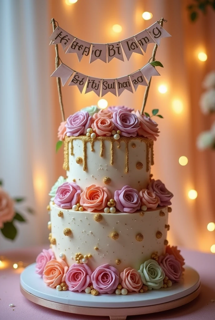A stunning birthday cake with a caption Happy Birthday Siti Suhaini