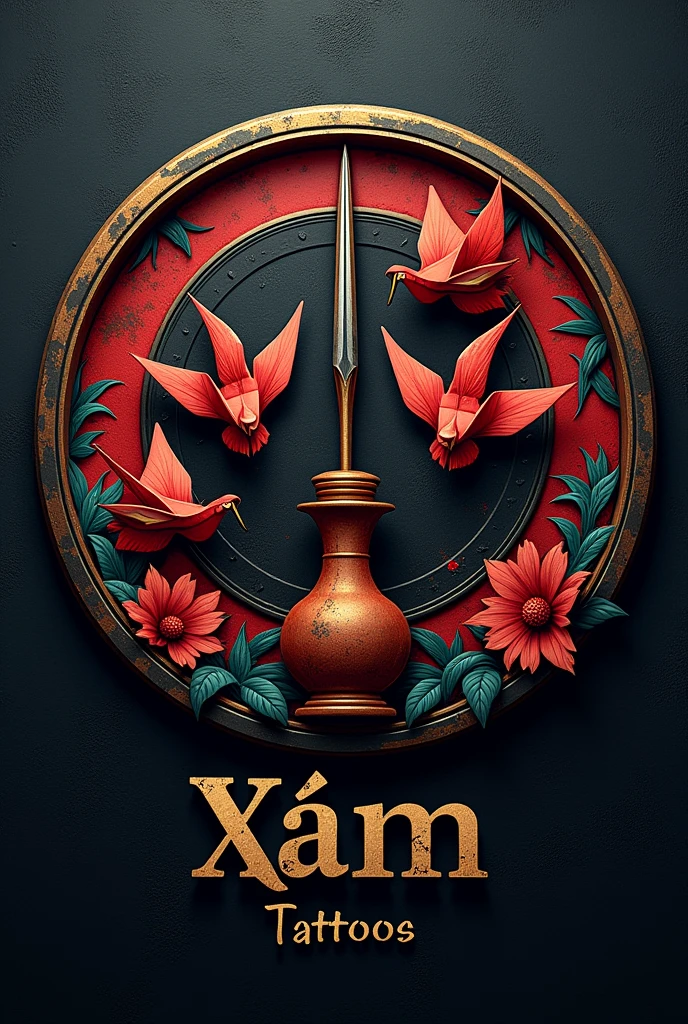 create me tattoo shop logo -shop name: xăm hình cầu giấy