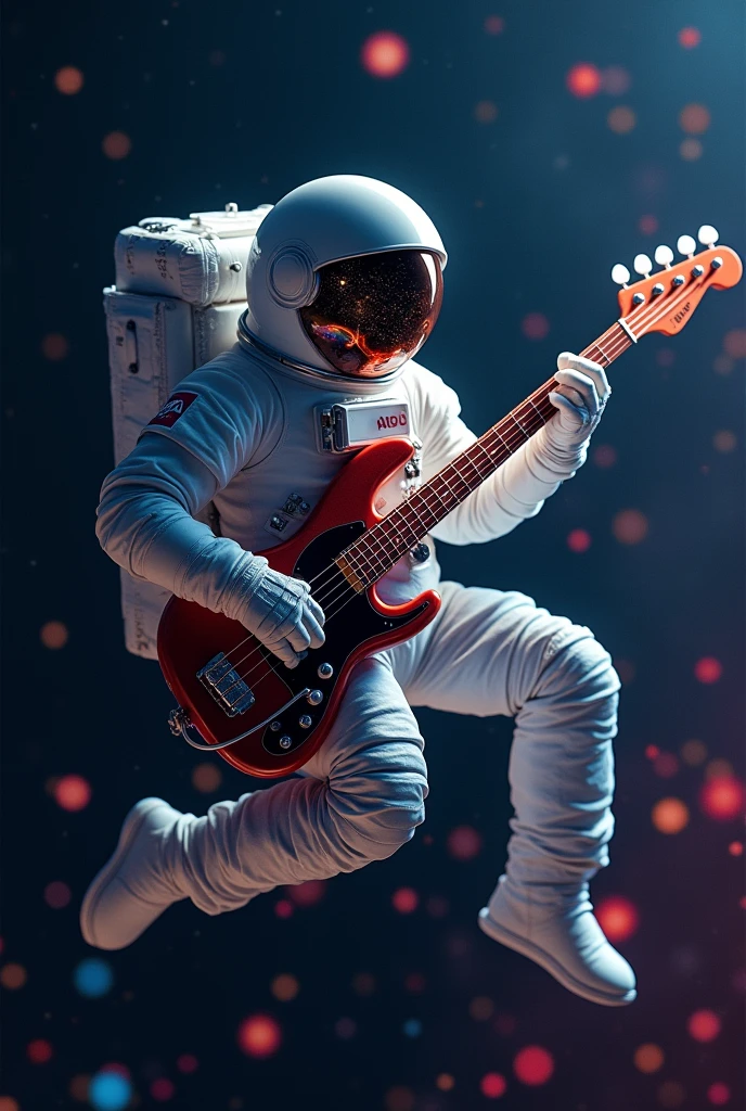 Astronaut playing bass in space