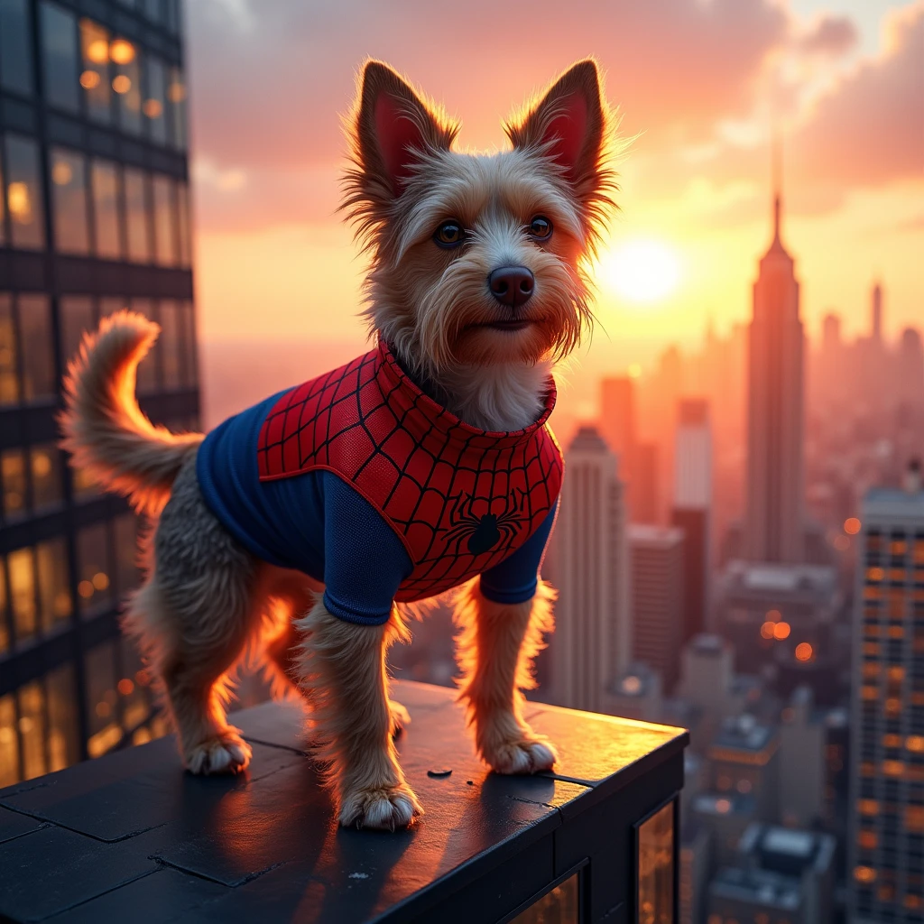 dog Spider-Man super strong, muscular,