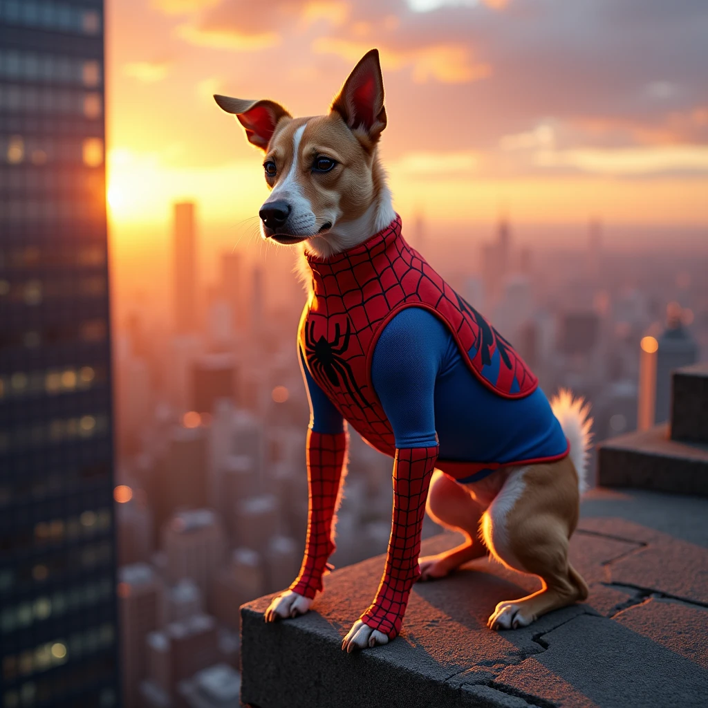dog Spider-Man super strong, muscular,