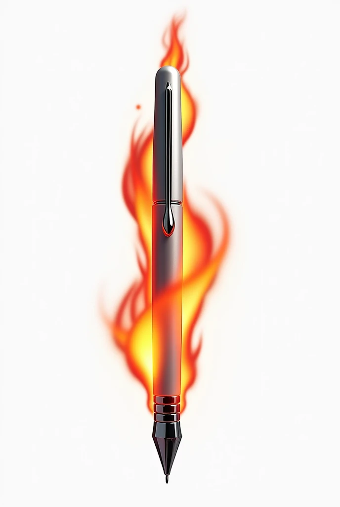 an journalist pen with fire 3d clipart white background