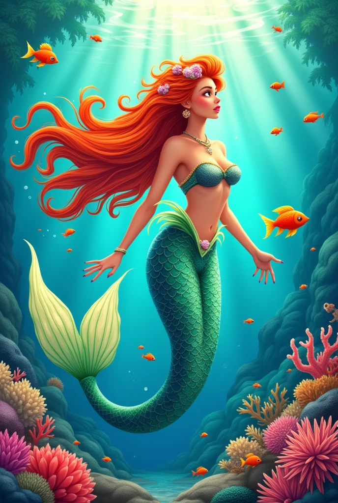 vector of a colorful mermaid 