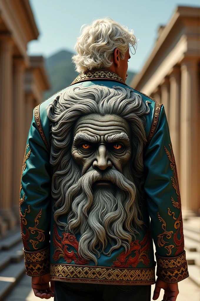 11-inch jacket with the Greek representation of Zeus and Medusa