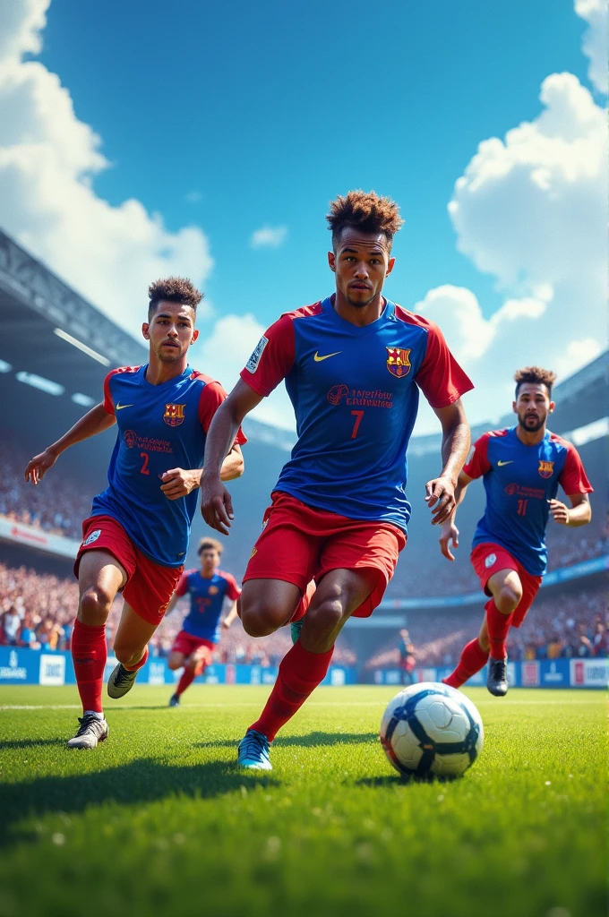 Create a soccer team called Enstriens whose shirt is blue and red, Nike brand.