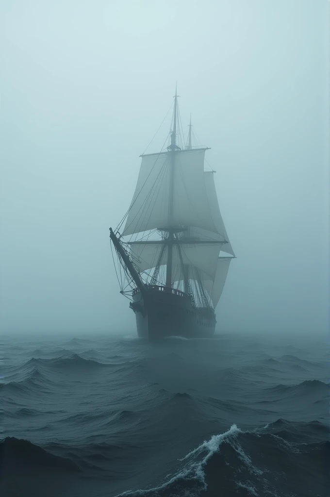 Un grand brouillard devant un navire sur la mer