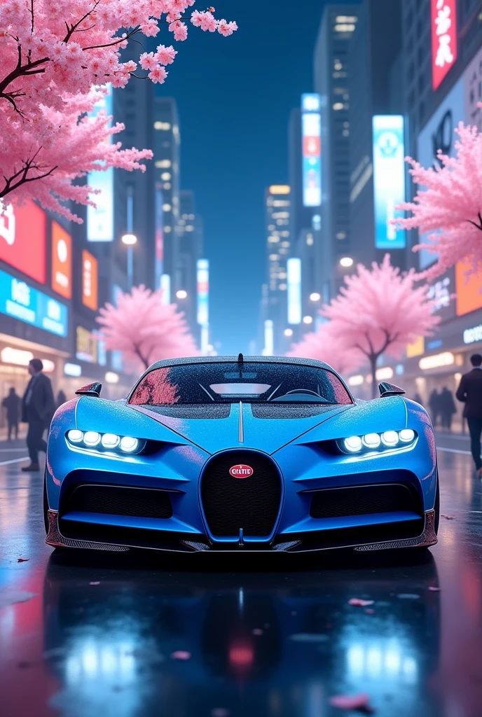 Create a sports car specifically from the Bugatti brand, it could be the bolide I want you to do it as if it were anime style