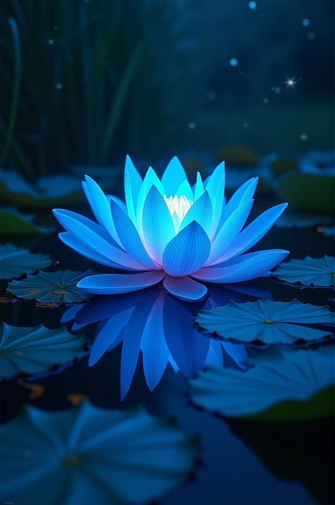 16-petal glowing blue lotus