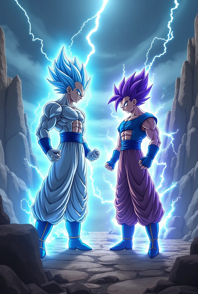 Goku Ultra Instinct Detailed Making Kameramera And Vegeta With Purple Hair With Electric Energy