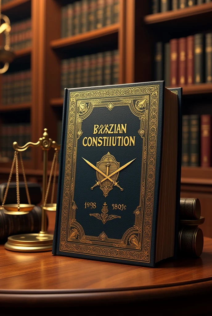 Image depicting the current Brazilian Constitution of 1988, just as her image is in official media, in an environment related to Law
