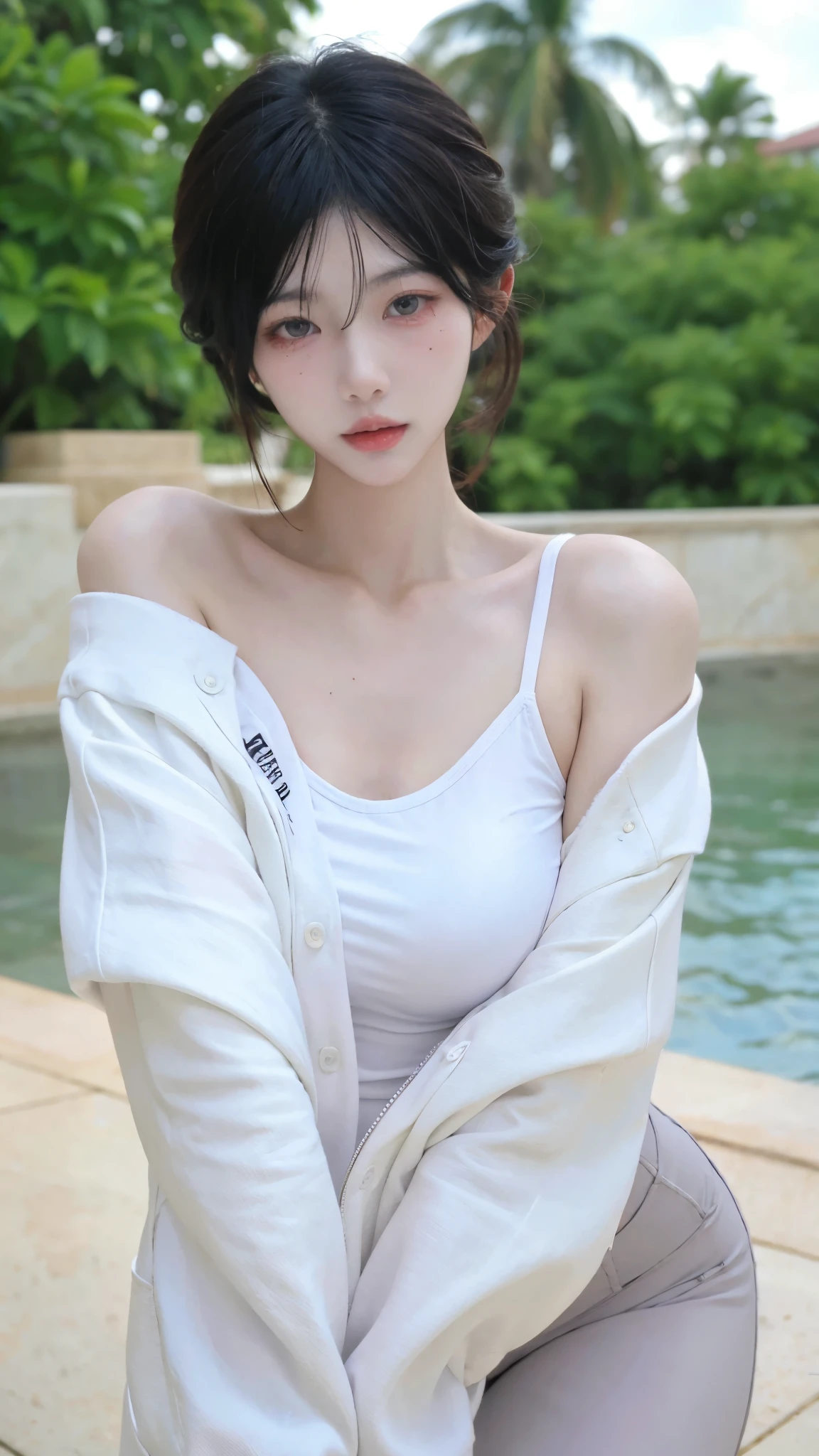 Beautiful woman with perfect figure:1.4,4K,Yoga background,Ultra-high resolution,Seductive laughter,white腿,(Lifelike:1.4),Layered hairstyle,white皮肤,Yoga Pants,whole body,Very delicate face and skin texture,Double eyelids,皮肤美white,Long hair,white发,white,
