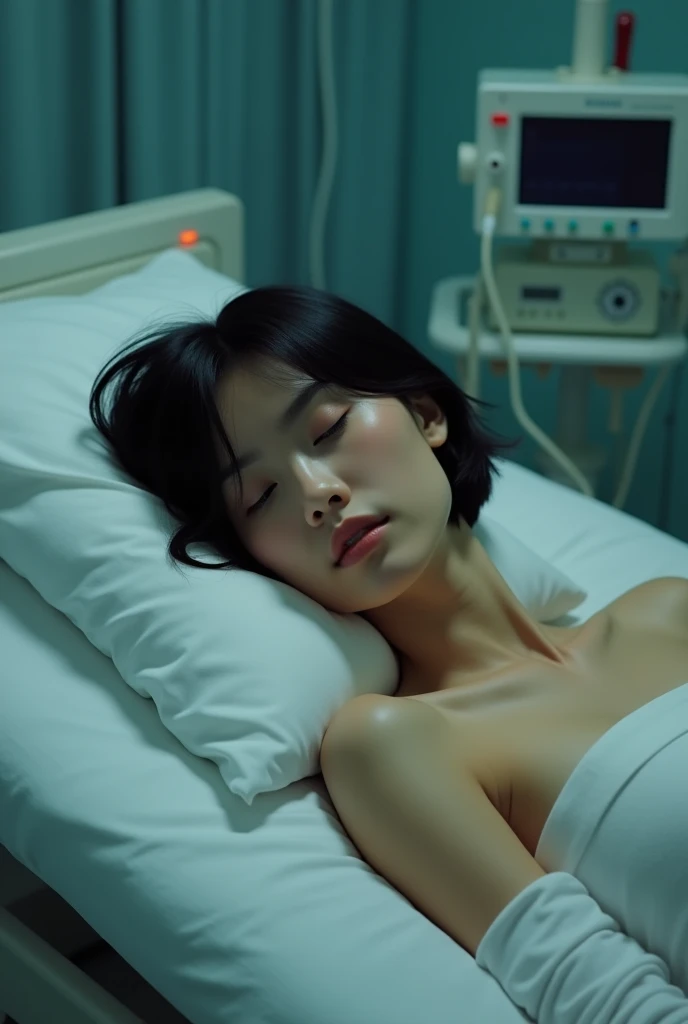 1. Beautiful naked girl, Short hair, ,black hair, No underwear, Hospital Beautiful Cute High Quality Short Sleeve Bed Sleeping Naked Sleeping Examination Prank Feeling
