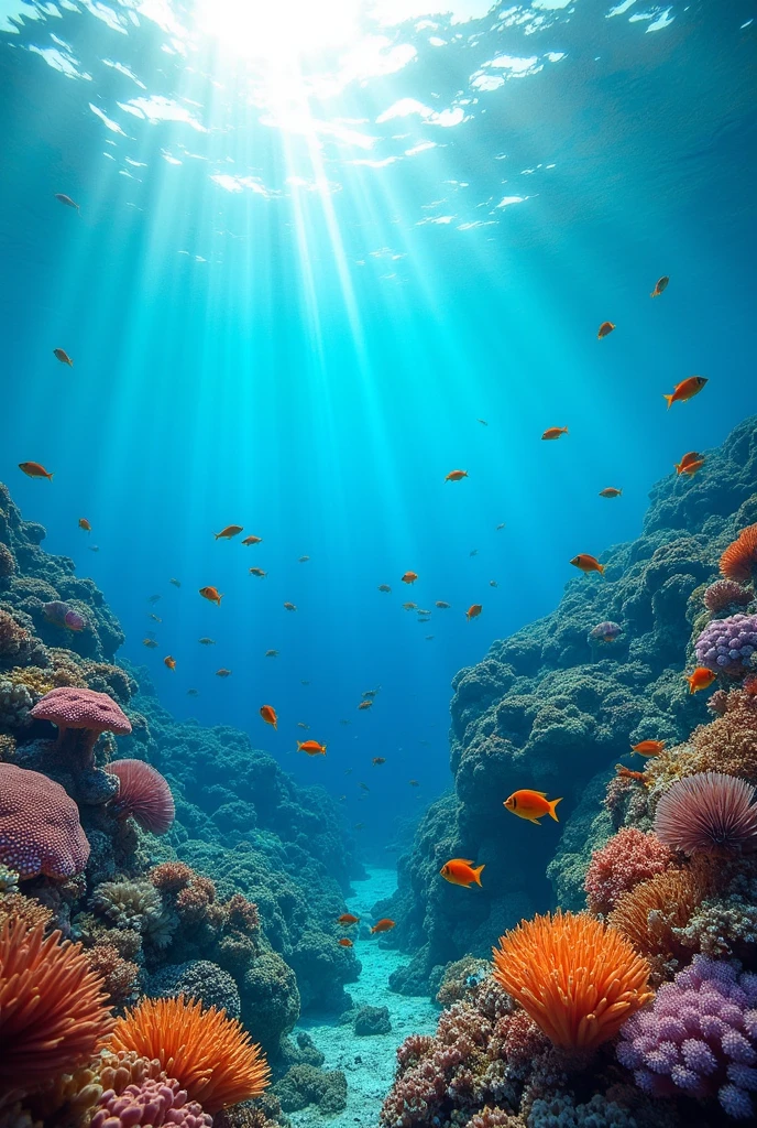 Seabed with swimming fish