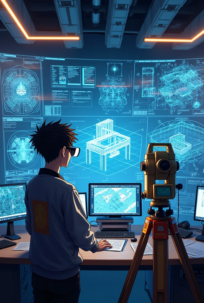 Total station and autocad drawings computer anime image